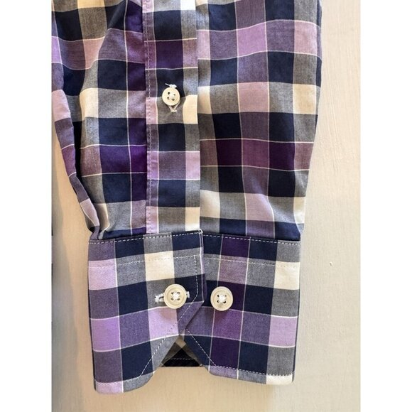 “Cotton Brothers” Plaid Shirt Mens Large Casual Button Down Long Sleeve Purple - Picture 6 of 16